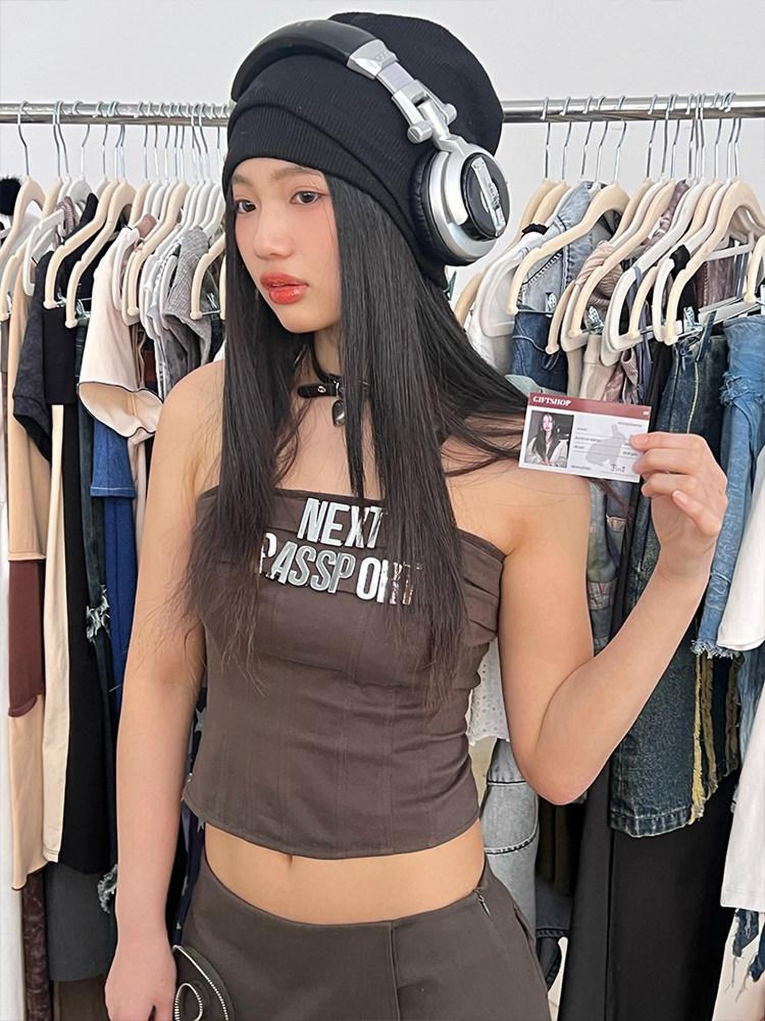 NextPassport MOF Metal Letter Camisole Convertible Zipper Cotton Women's Matching Skirt Sets