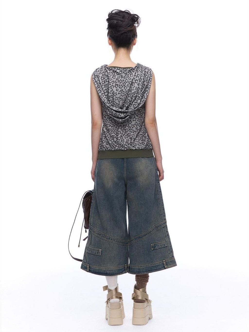 NextPassport MOF Mid Calf Raw Hem Deconstructed Panelled Women's Denim Cropped Jeans