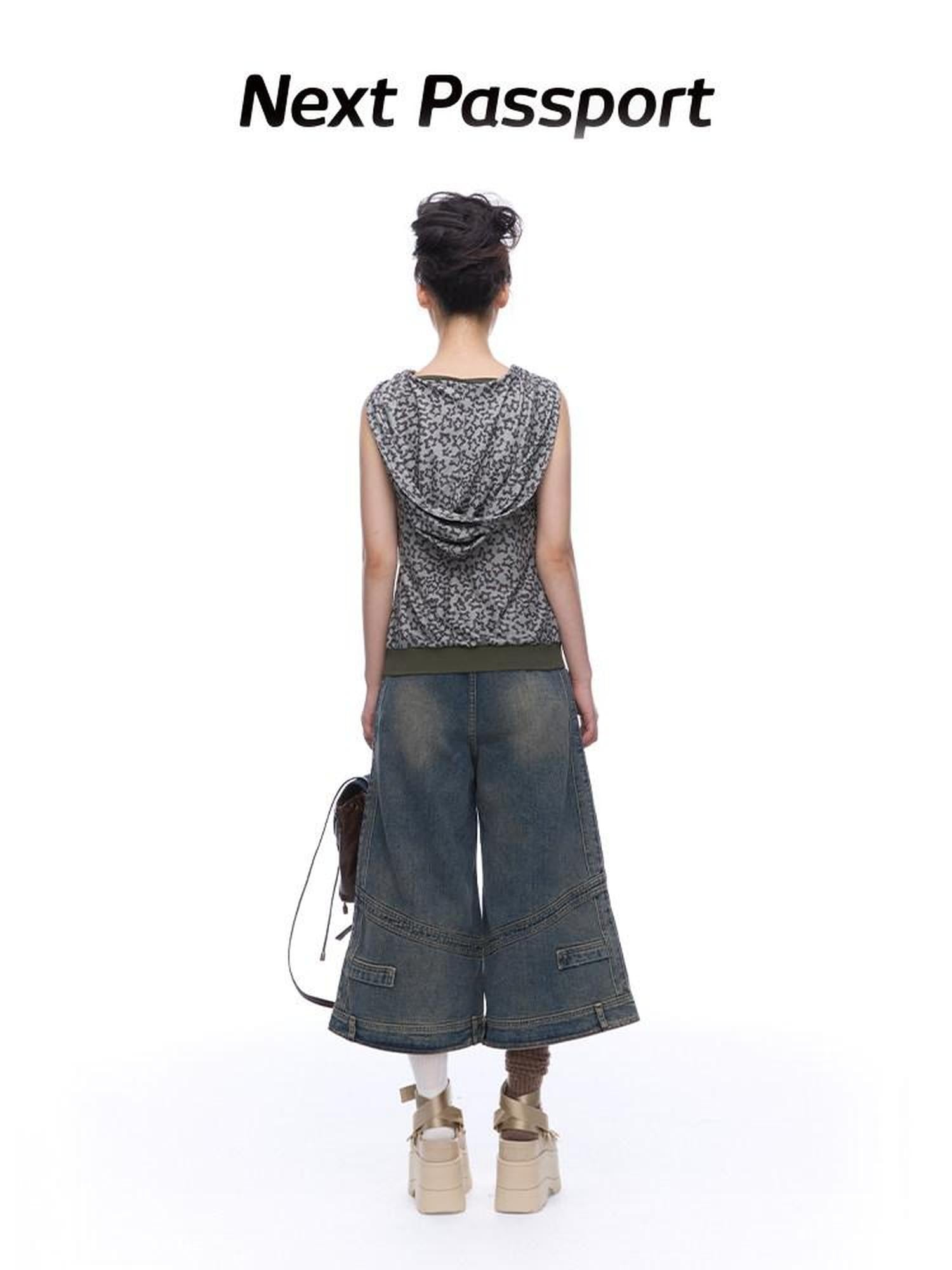 NextPassport MOF Mid Calf Raw Hem Deconstructed Panelled Women's Denim Cropped Jeans