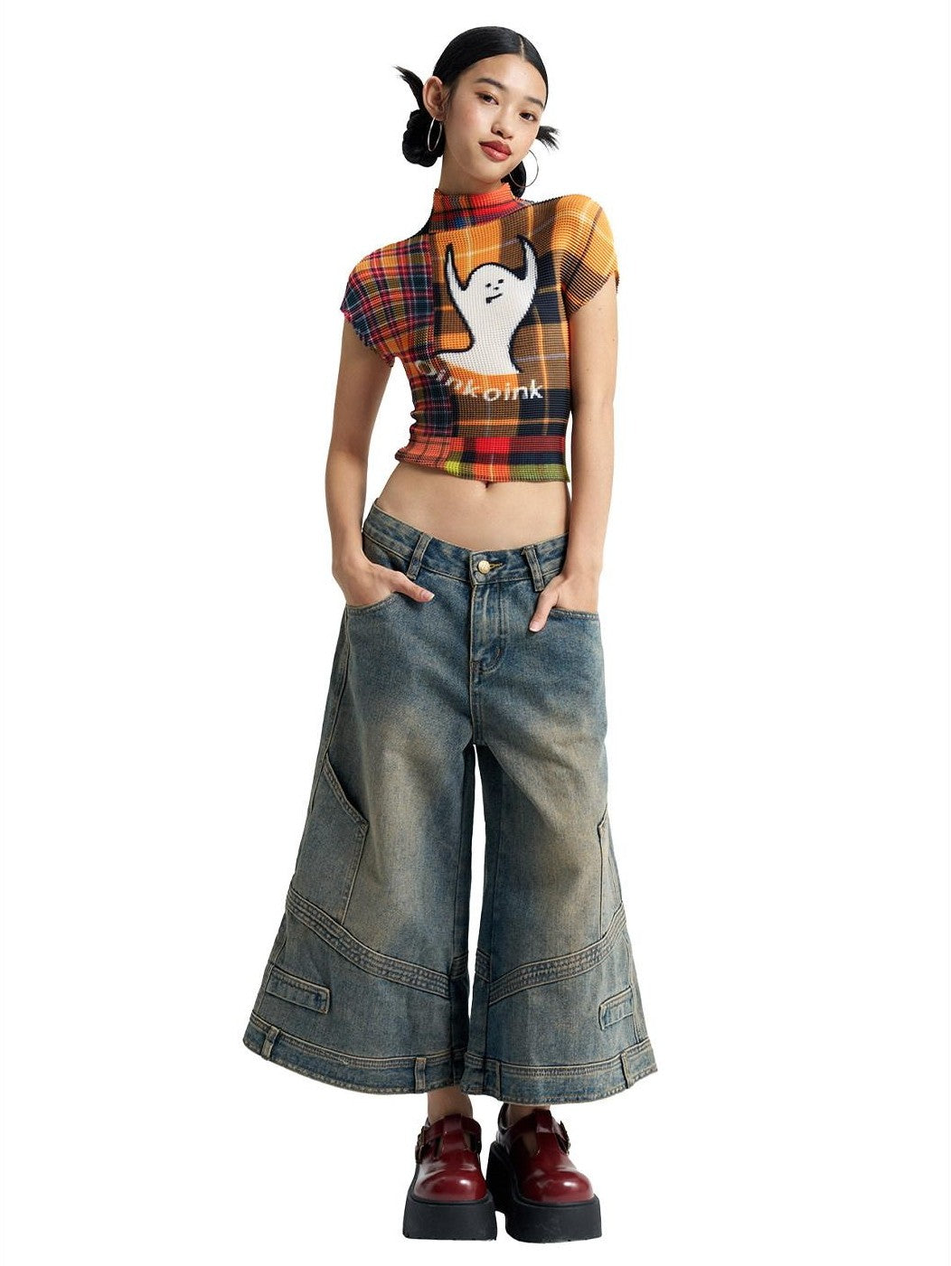NextPassport MOF Mid Calf Raw Hem Deconstructed Panelled Women's Denim Cropped Jeans