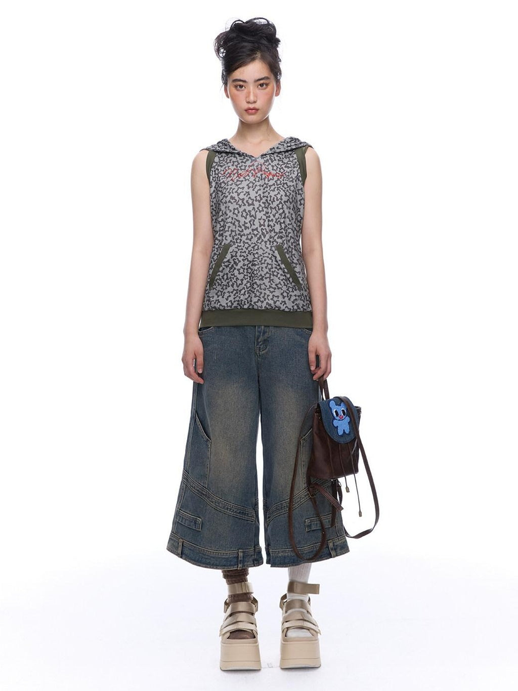 NextPassport MOF Mid Calf Raw Hem Deconstructed Panelled Women's Denim Cropped Jeans