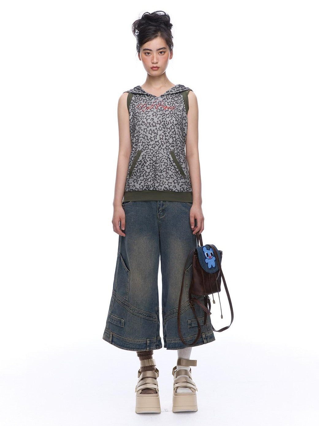 NextPassport MOF Mid Calf Raw Hem Deconstructed Panelled Women's Denim Cropped Jeans