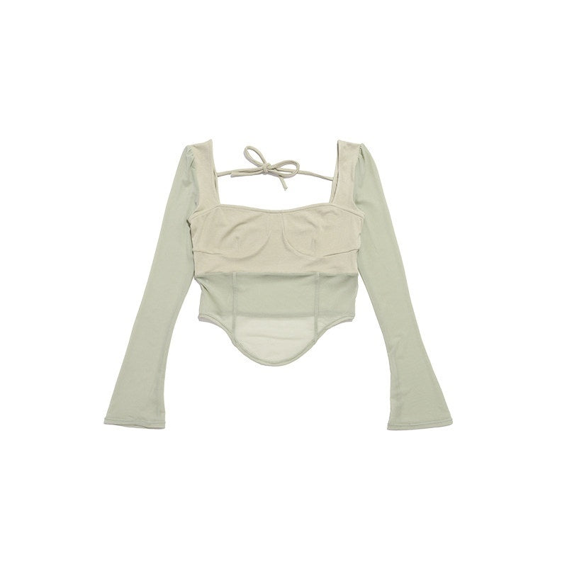 NextPassport_MOF_Mint_Knit_Mesh_Splice_Square_Neck_Cropped_Women's_Long_Sleeve_T-shirts_907126055971_MISSTT