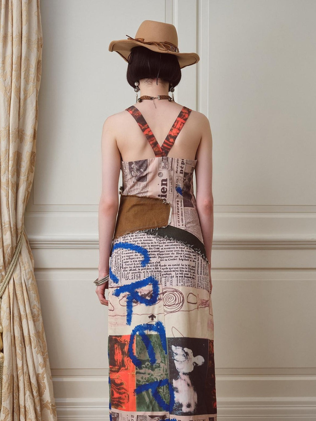 NextPassport MOF Newspaper Graffiti Asymmetrical Strappy Women's Polyester Slip Maxi Dresses