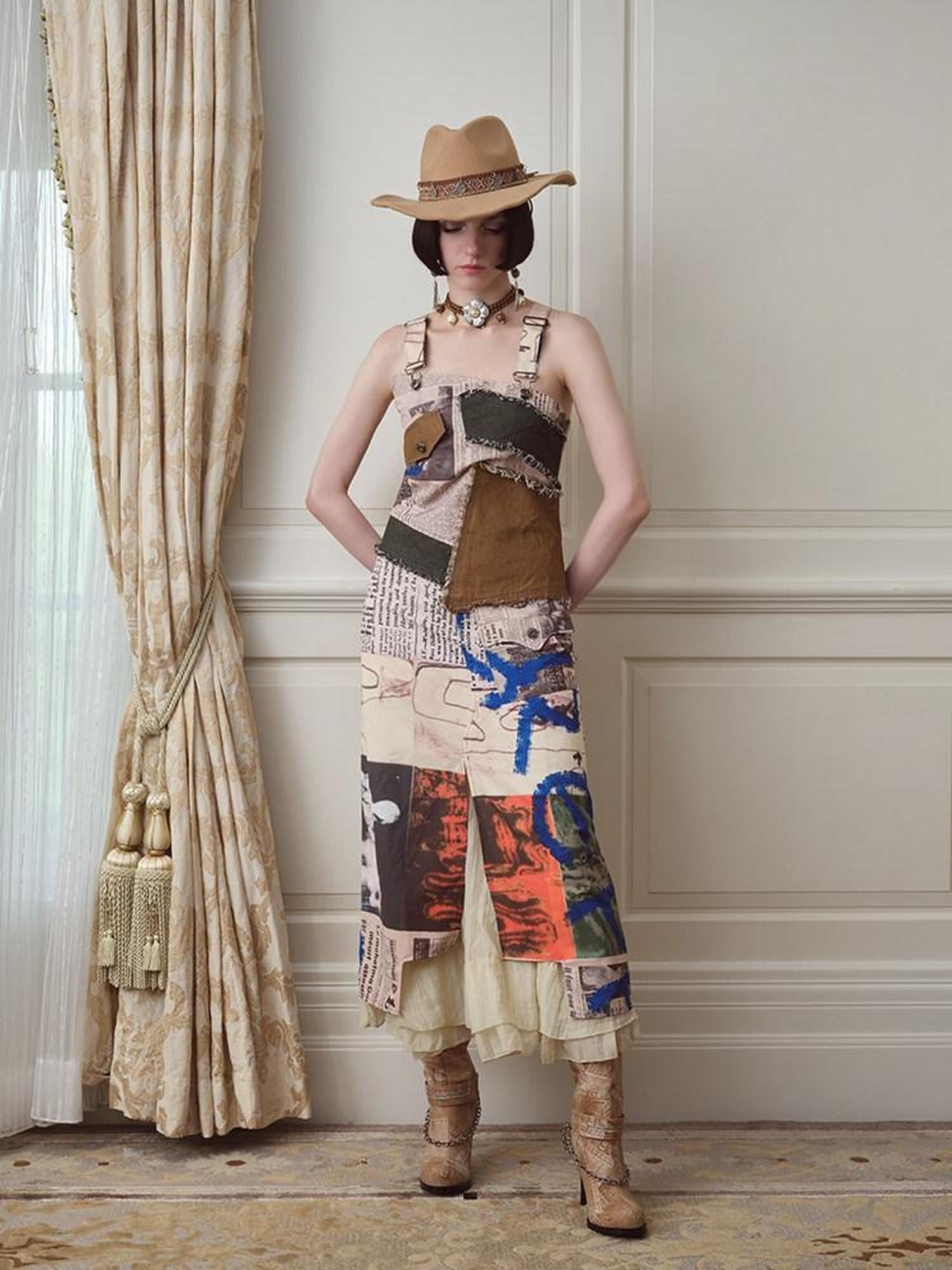 NextPassport MOF Newspaper Graffiti Asymmetrical Strappy Women's Polyester Slip Maxi Dresses