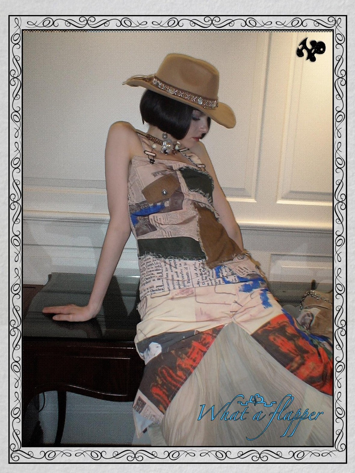 NextPassport MOF Newspaper Graffiti Asymmetrical Strappy Women's Polyester Slip Maxi Dresses