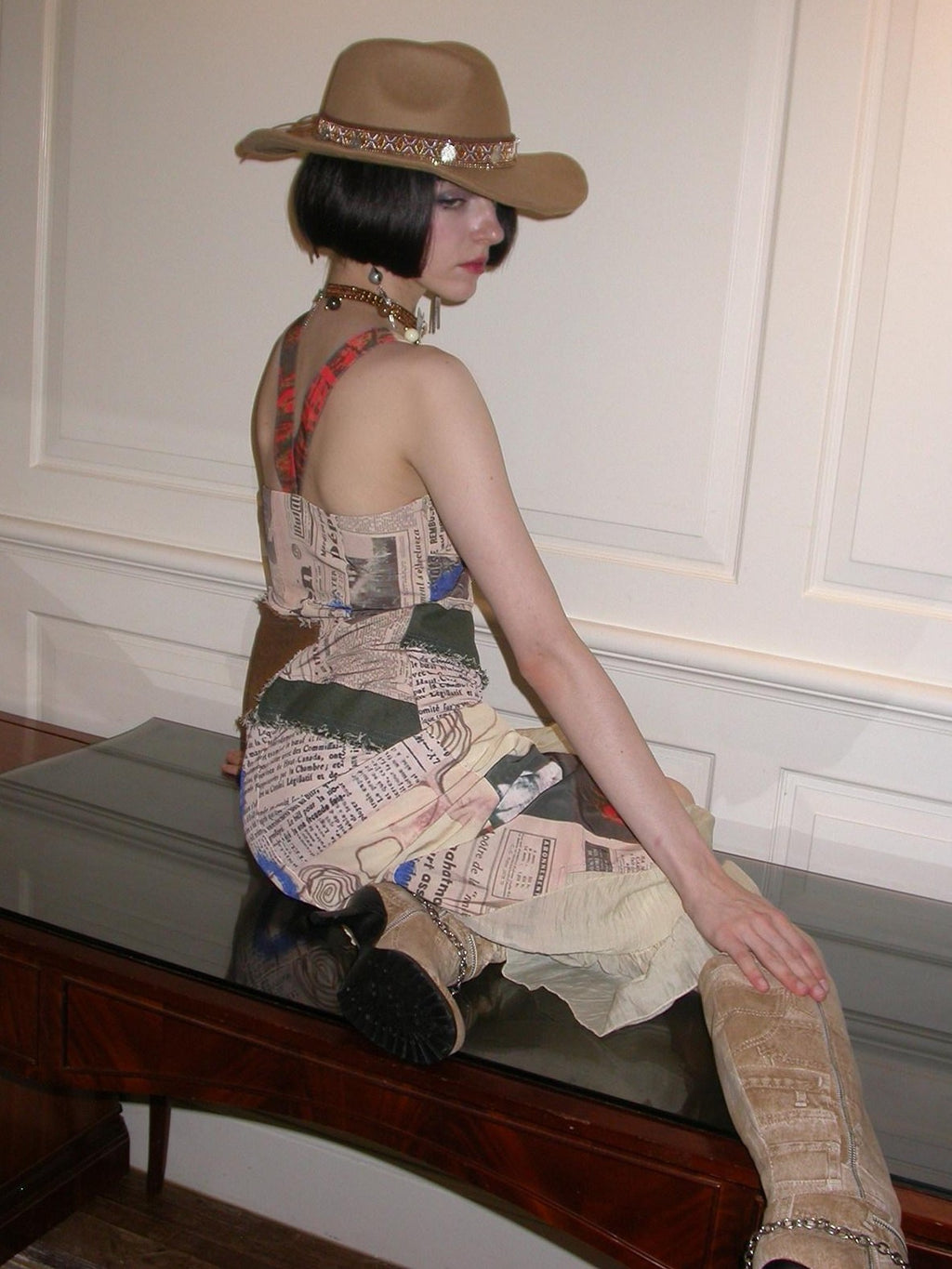 NextPassport MOF Newspaper Graffiti Asymmetrical Strappy Women's Polyester Slip Maxi Dresses