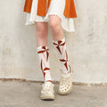 NextPassport_MOF_Orange_White_Colorblock_Diamond_Lace_Up_Pattern_Women's_Crew_Socks_729237284660_MISSTT