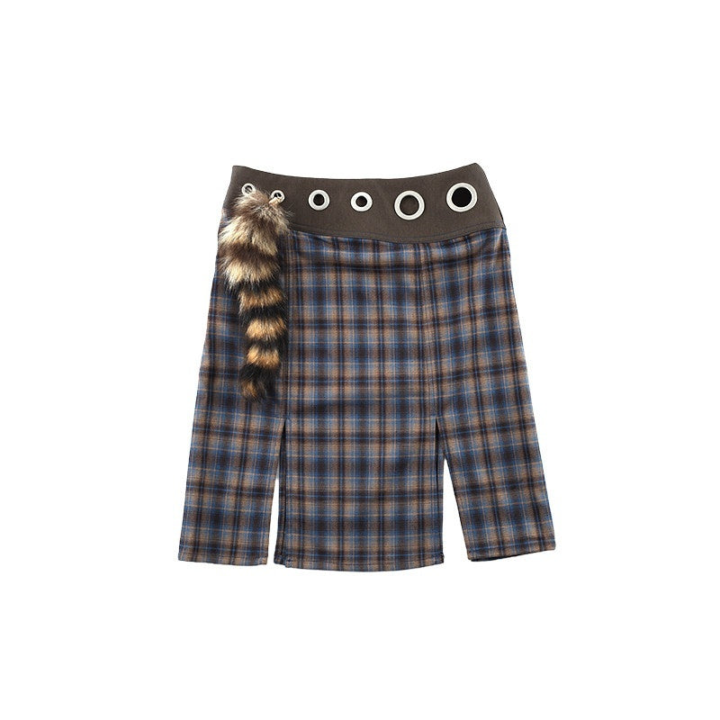 NextPassport_MOF_Plaid_Contrast_Leather_Panel_Faux_Fur_Pendant_Women's_Polyester_Midi_Skirts_681787367356_MISSTT