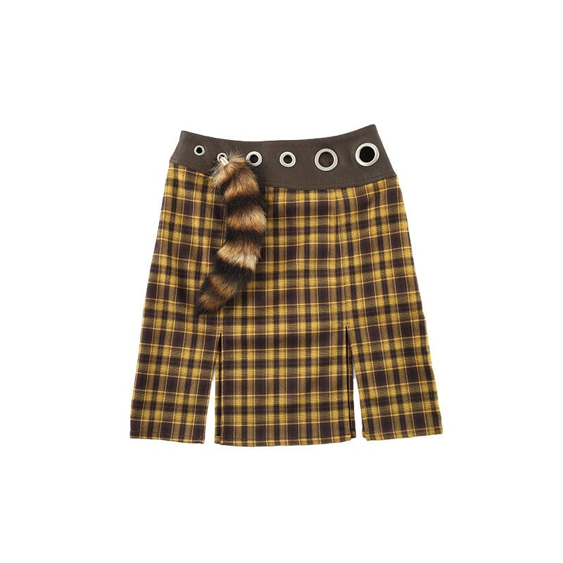 NextPassport_MOF_Plaid_Contrast_Leather_Panel_Faux_Fur_Pendant_Women's_Polyester_Midi_Skirts_681787367356_MISSTT
