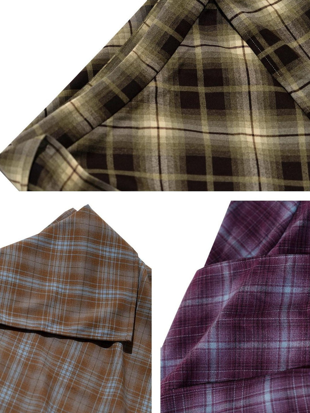 NextPassport MOF Plaid Patchwork Asymmetric Convertible Women's Cotton Blend Midi Skirts