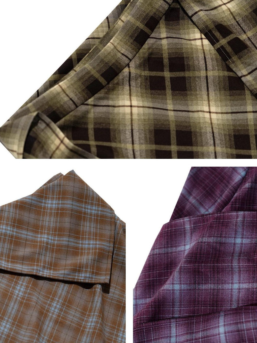 NextPassport MOF Plaid Patchwork Asymmetric Convertible Women's Cotton Blend Midi Skirts