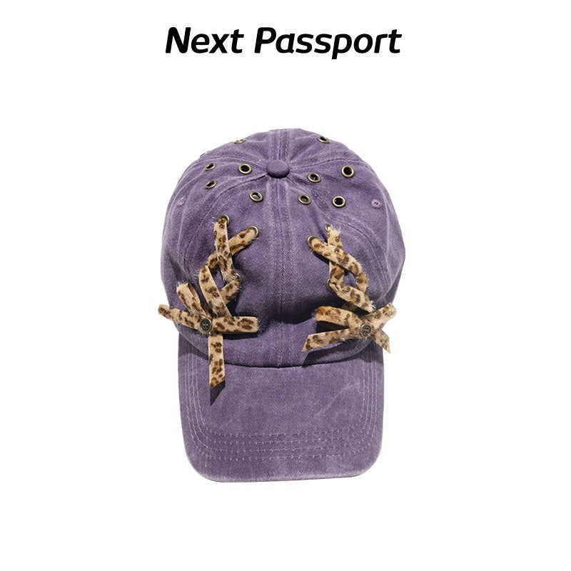 NextPassport_MOF_Purple_Leopard_Print_Tie_Back_Casual_Women's_Cotton_Baseball_Caps_951509404106_MISSTT