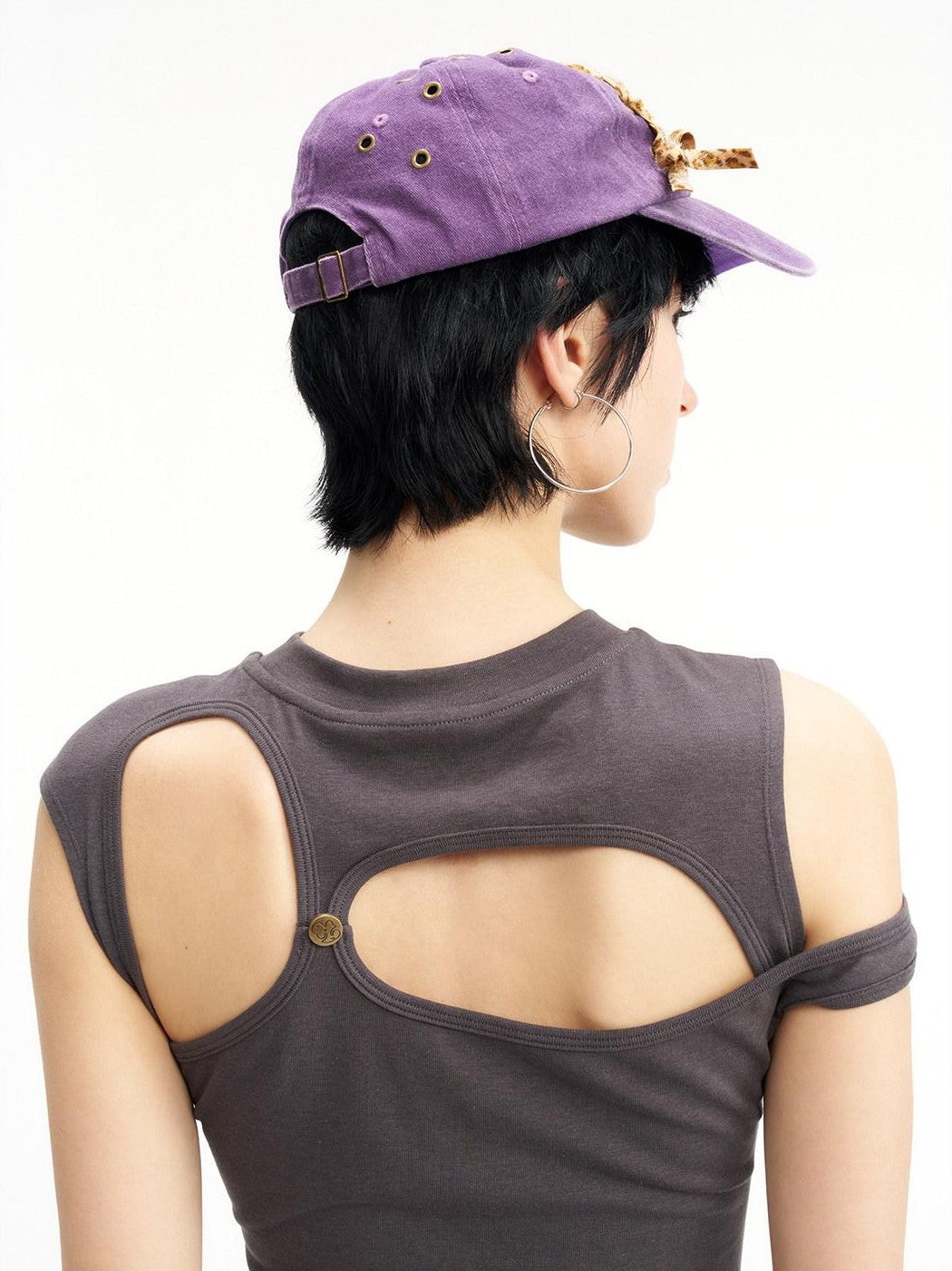 NextPassport MOF Purple Leopard Print Tie Back Casual Women's Cotton Baseball Caps