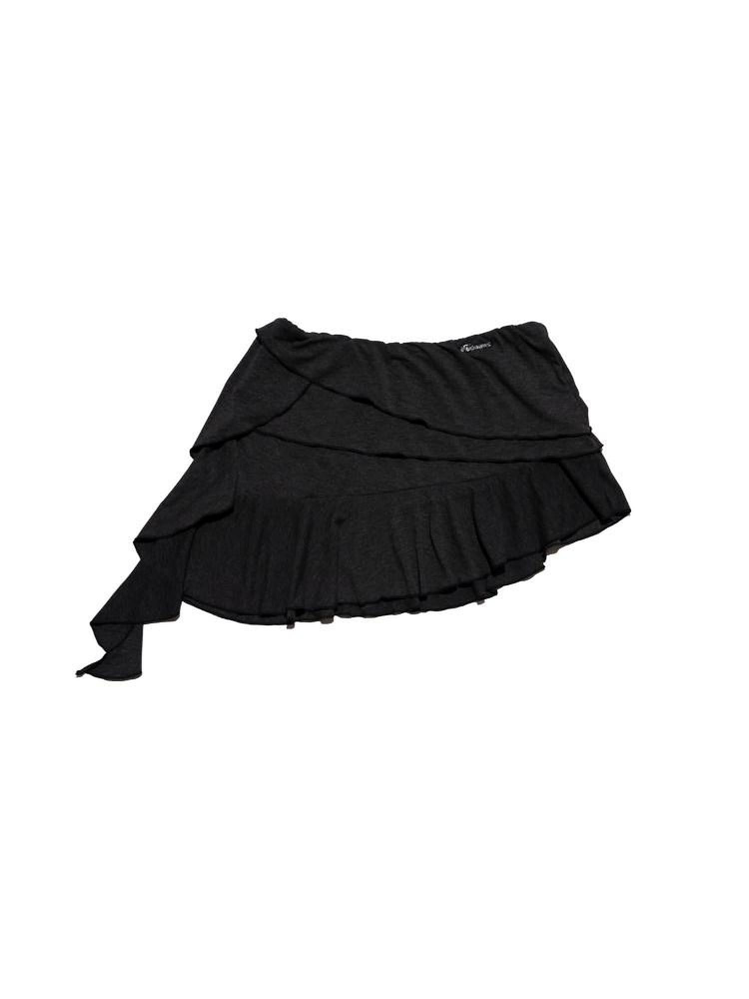 NextPassport MOF Ruffled Ribbon Asymmetric High Waist Bodycon Women's Mini Skirts