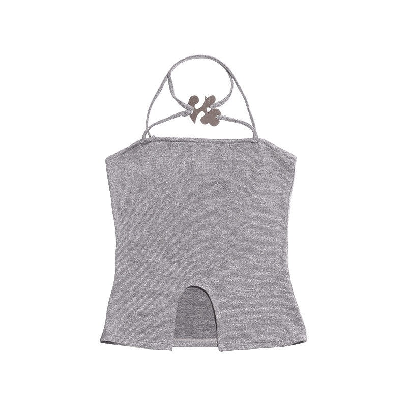 NextPassport_MOF_Shimmery_Cross_Halter_Cropped_Metal_Plate_Thin_Strap_Women's_Knit_Camisoles_775683630425_MISSTT