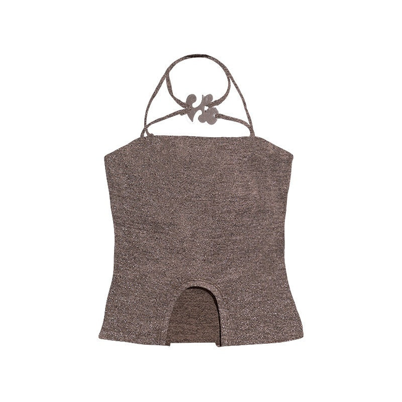 NextPassport_MOF_Shimmery_Cross_Halter_Cropped_Metal_Plate_Thin_Strap_Women's_Knit_Camisoles_775683630425_MISSTT