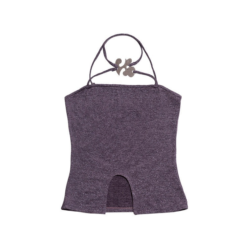 NextPassport_MOF_Shimmery_Cross_Halter_Cropped_Metal_Plate_Thin_Strap_Women's_Knit_Camisoles_775683630425_MISSTT