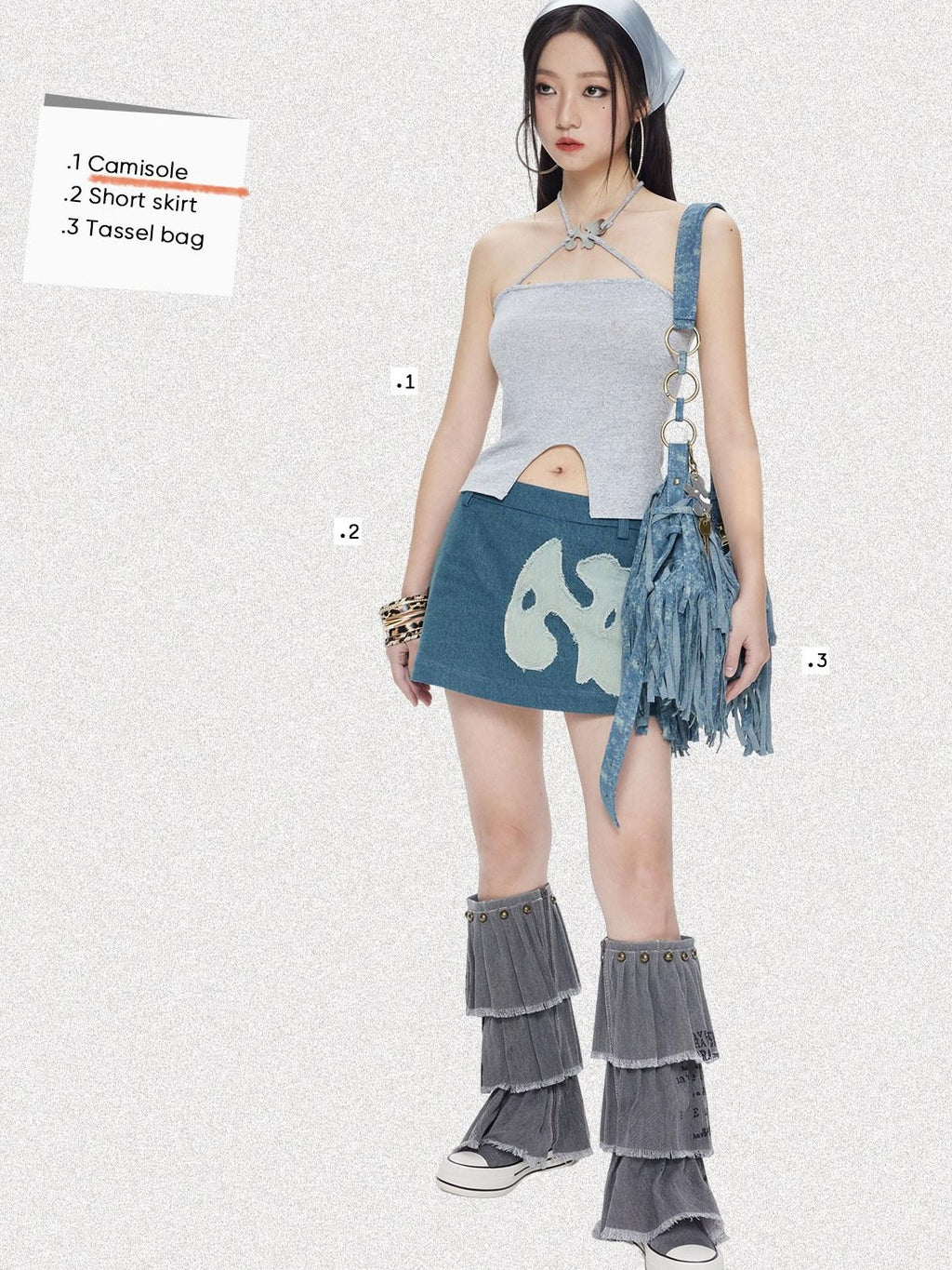 NextPassport MOF Shimmery Cross Halter Cropped Metal Plate Thin Strap Women's Knit Camisoles
