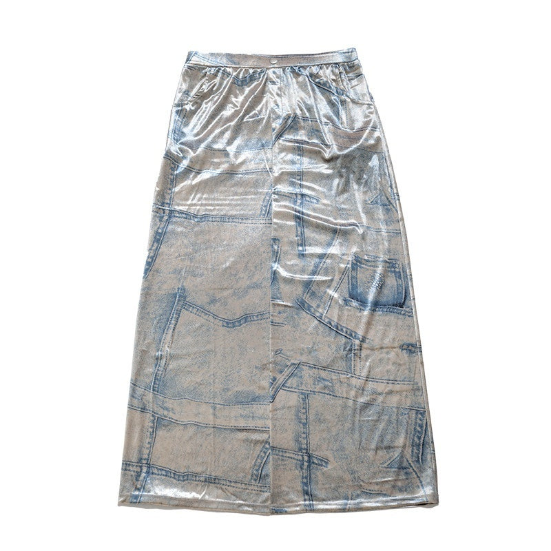 NextPassport_MOF_Silver_Gray_Faux_Denim_Velvet_Chic_Women's_Faux_Denim_Velvet_Matching_Skirt_Sets_745934114245_MISSTT