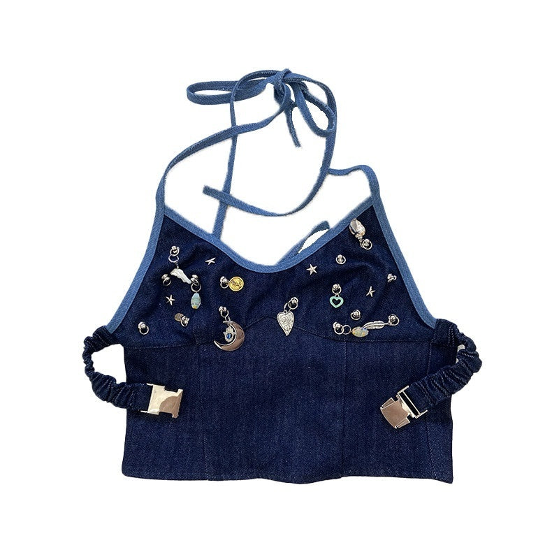 NextPassport_MOF_Star_Moon_Ocean_Two_Tone_Bikini_Style_Cropped_Slim_Women's_Denim_Tie_Camisoles_677157186750_MISSTT