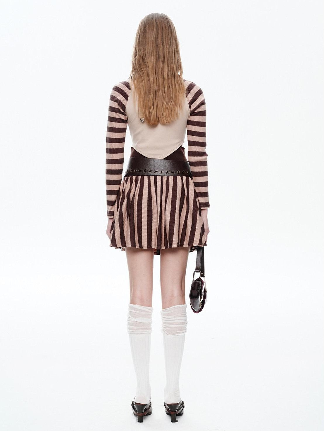 NextPassport MOF Striped Knit Embroidered Women's Polyester Matching Skirt Sets