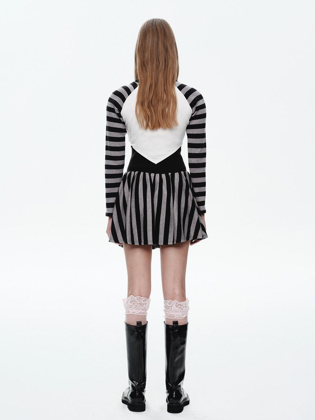 NextPassport MOF Striped Knit Embroidered Women's Polyester Matching Skirt Sets