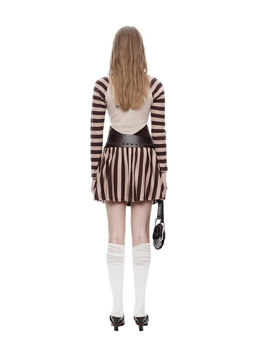 NextPassport MOF Striped Knit Embroidered Women's Polyester Matching Skirt Sets