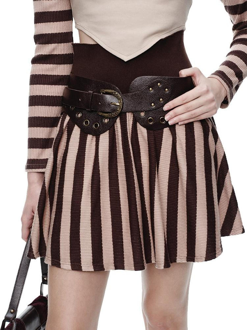 NextPassport MOF Striped Knit Embroidered Women's Polyester Matching Skirt Sets