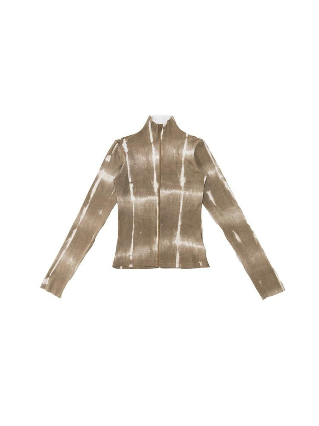 NextPassport MOF Tie Dye Turn Down Collar Slim Fit Women's Cotton Blend Long Sleeve T-shirts