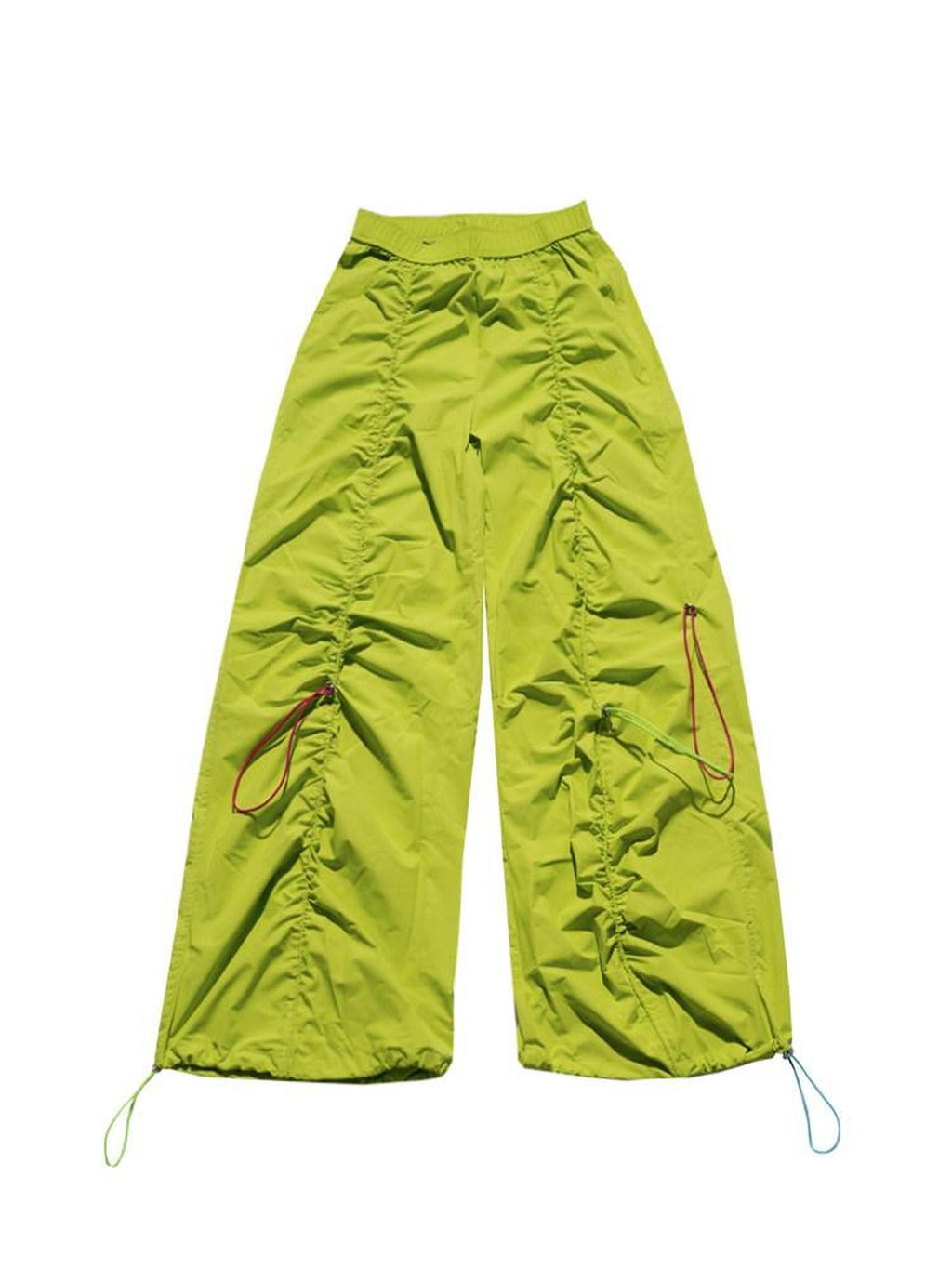 NextPassport MOF Tricolor Drawstring Tie Waist Shirred Pleats Pockets Women's Wide-leg Pants