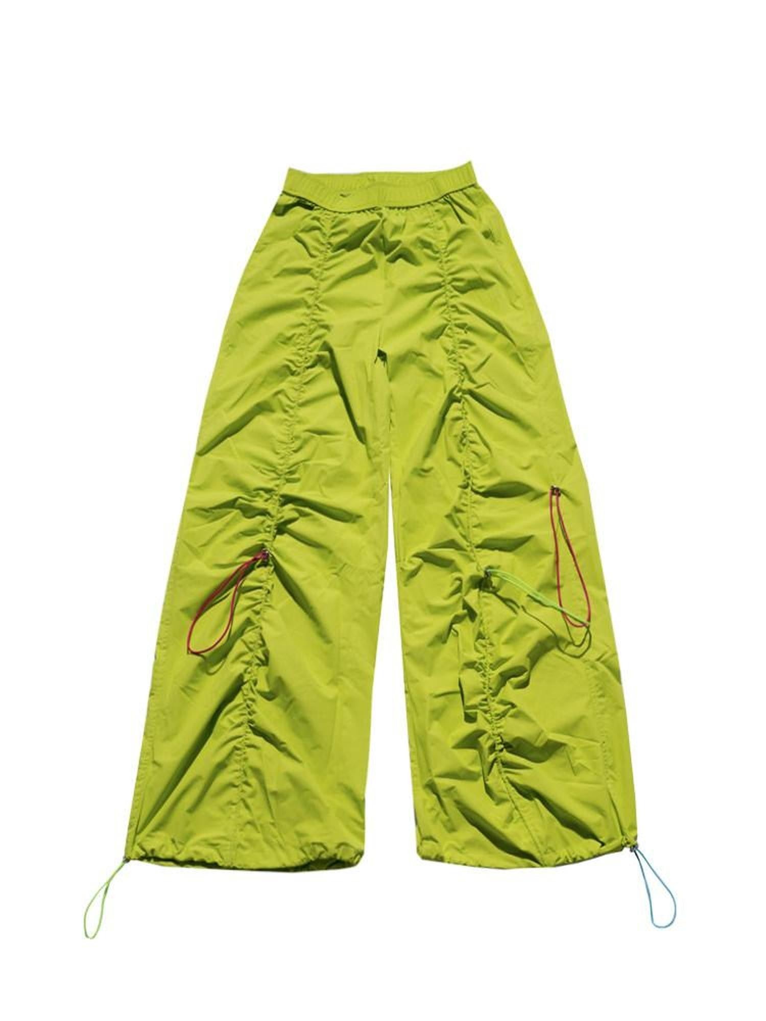 NextPassport MOF Tricolor Drawstring Tie Waist Shirred Pleats Pockets Women's Wide-leg Pants