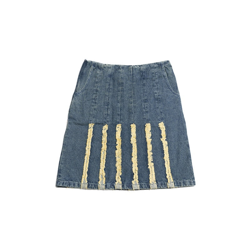 NextPassport_MOF_Vintage_Blue_Striped_Distressed_Frayed_Hem_A_Line_Women's_Polyester_Midi_Skirts_775663624074_MISSTT