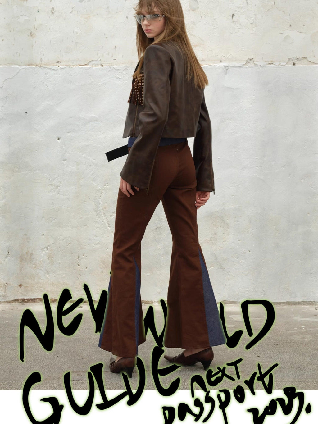 NextPassport MOF Vintage Brown Fringe Notched Lapel Women's Cropped Straight Button Blazers
