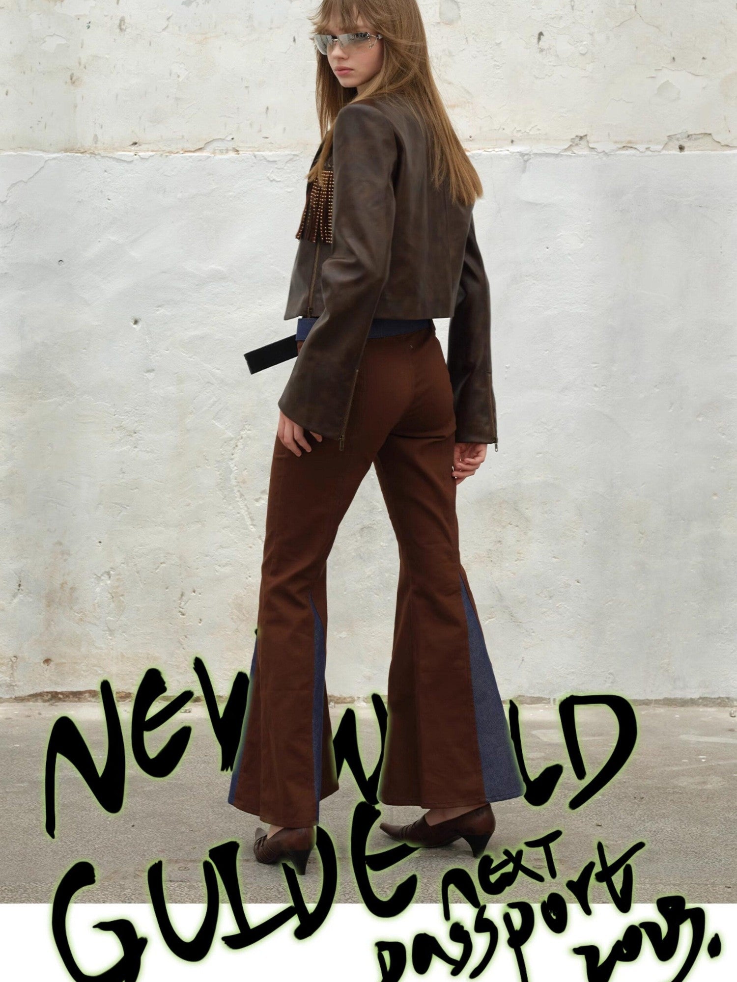 NextPassport MOF Vintage Brown Fringe Notched Lapel Women's Cropped Straight Button Blazers