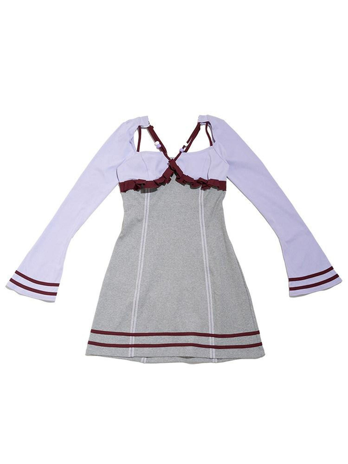 NextPassport MOF Vintage Colorblock Ribbed Square Neck High Waist Women's Casual Mini Dresses
