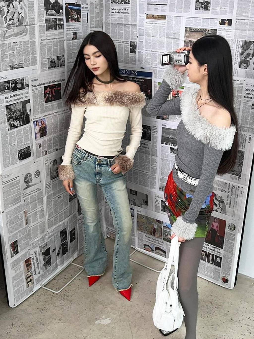 NextPassport MOF Vintage Distressed Blue Wash Slight Stretch Women's Cotton Blend Bootcut Jeans