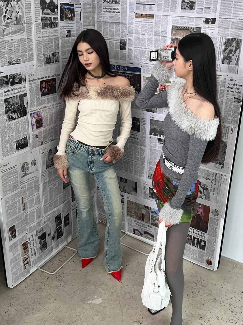 NextPassport MOF Vintage Distressed Blue Wash Slight Stretch Women's Cotton Blend Bootcut Jeans