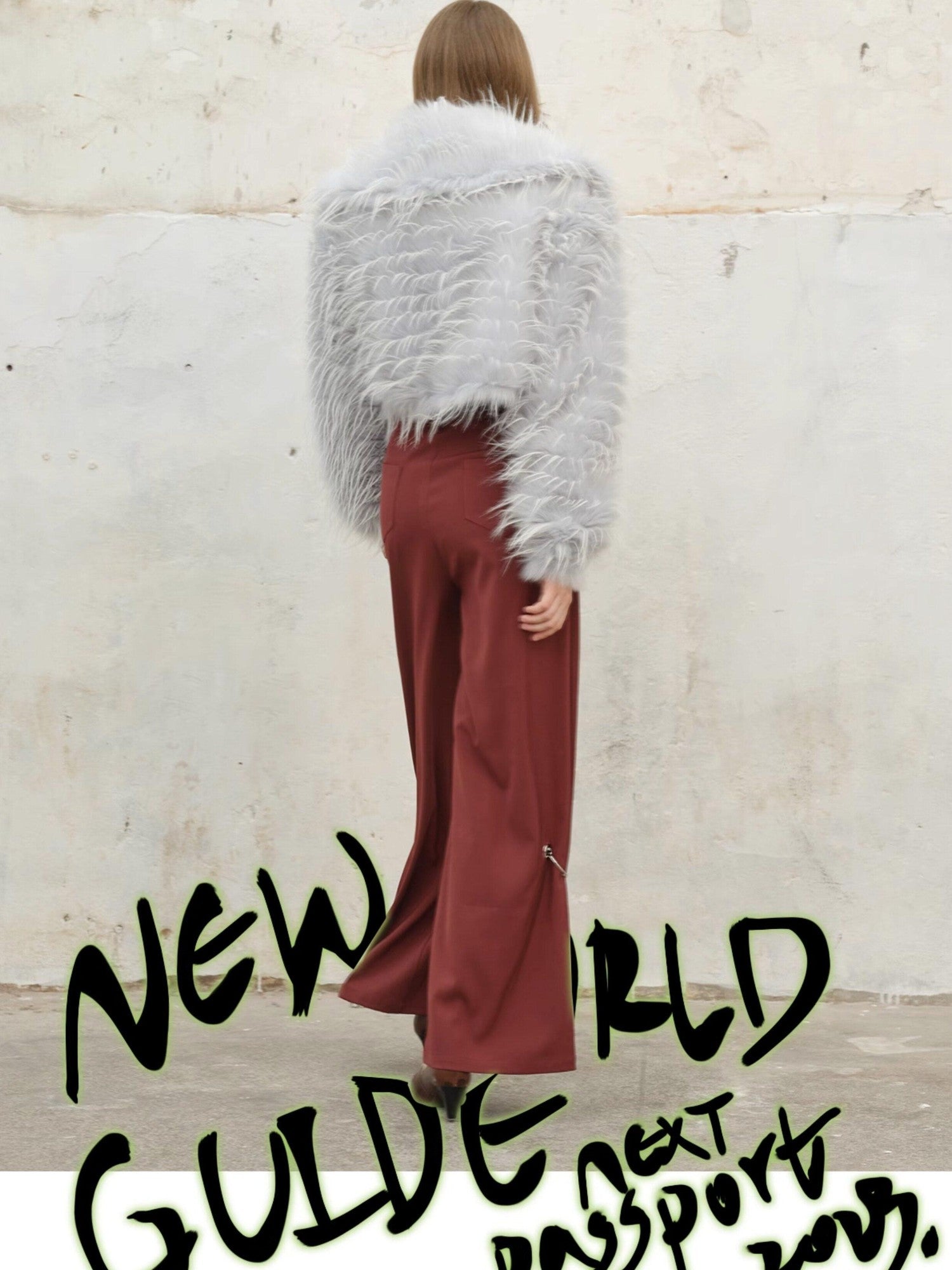 NextPassport MOF Vintage Fringe Cropped Solid Lapel Button High Waist Women's Faux Fur Coats
