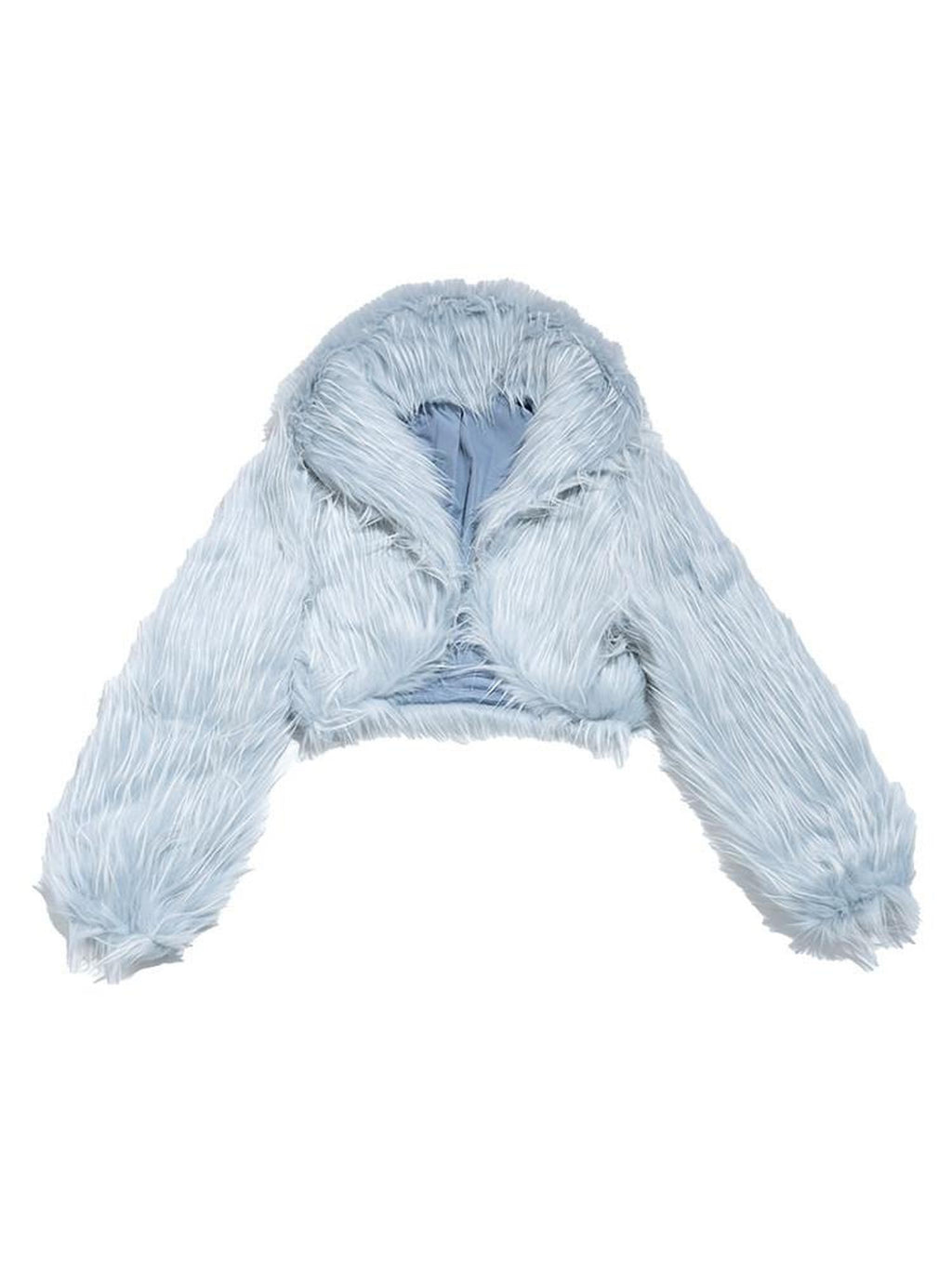 NextPassport MOF Vintage Fringe Cropped Solid Lapel Button High Waist Women's Faux Fur Coats