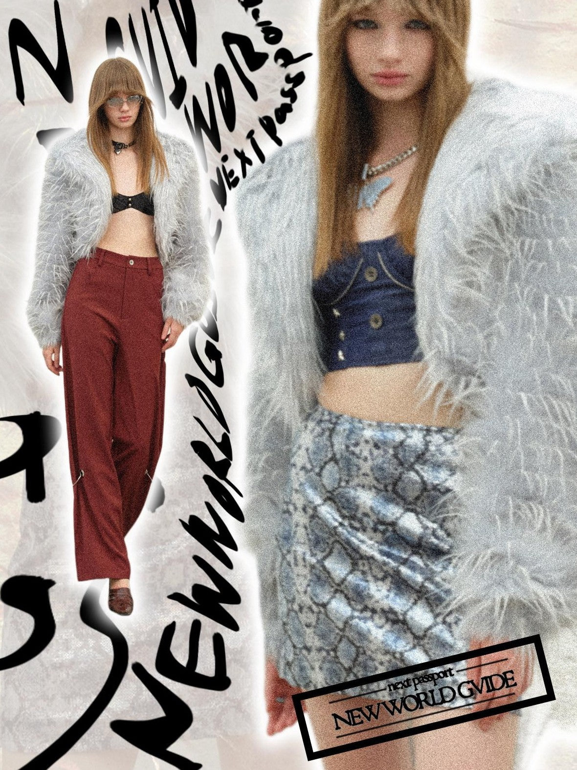 NextPassport MOF Vintage Fringe Cropped Solid Lapel Button High Waist Women's Faux Fur Coats