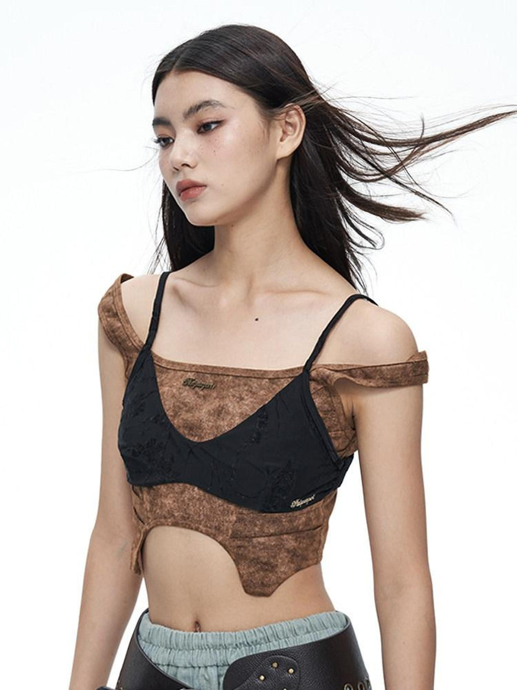 NextPassport MOF Wasteland Brown Shark Pleat Vest Women's Cotton Matching Skirt Sets