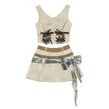 NextPassport_MOF_Wasteland_Double_Tie_Strap_Patchwork_Women's_Cotton_Blend_Matching_Skirt_Sets_950938373836_MISSTT
