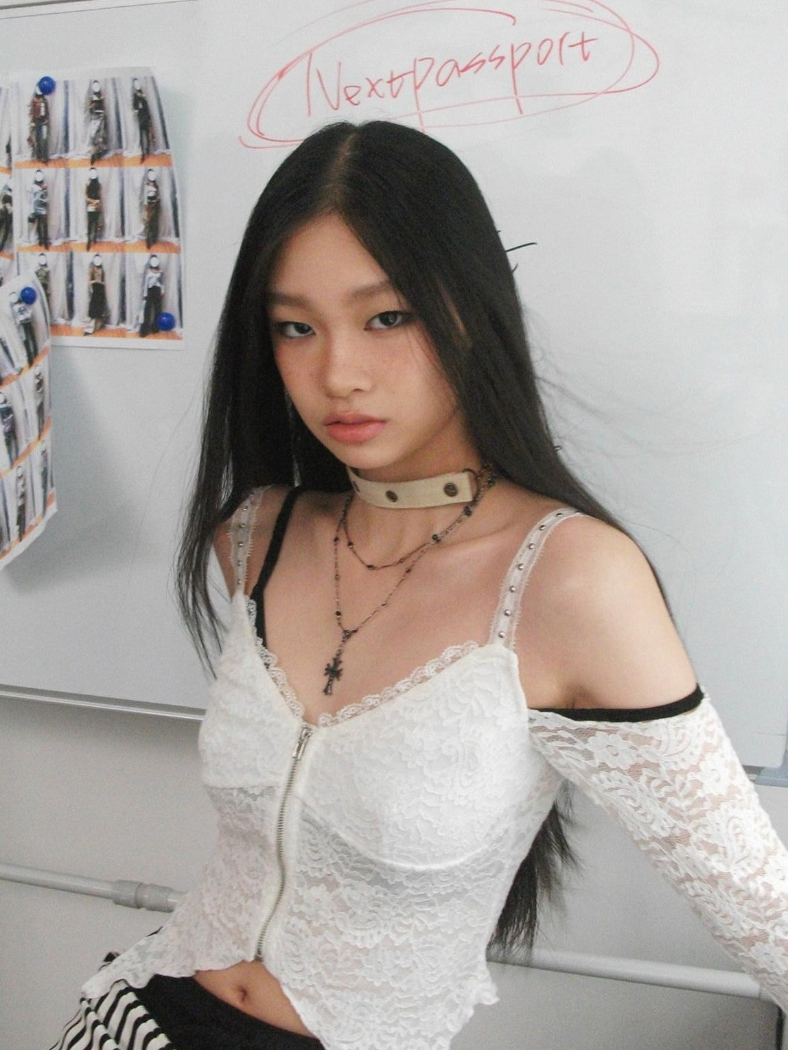 NextPassport MOF White Lace Off Shoulder Bell Sleeve Women's Long Sleeve T-shirts