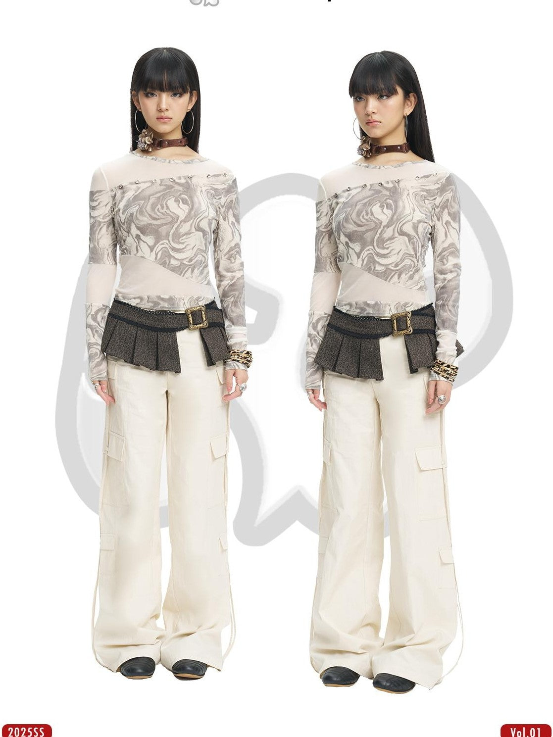 NextPassport MOF White Multi Pocket Drawstring Straight Leg Women's Cotton Cargo Pants