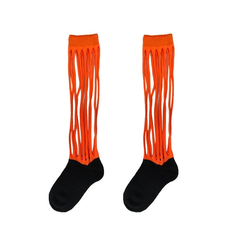 NextPassport_MOF_White_Orange_Sporty_Cutout_Girlish_Women's_Breathable_Mesh_Knit_Crew_Socks_642984195951_MISSTT
