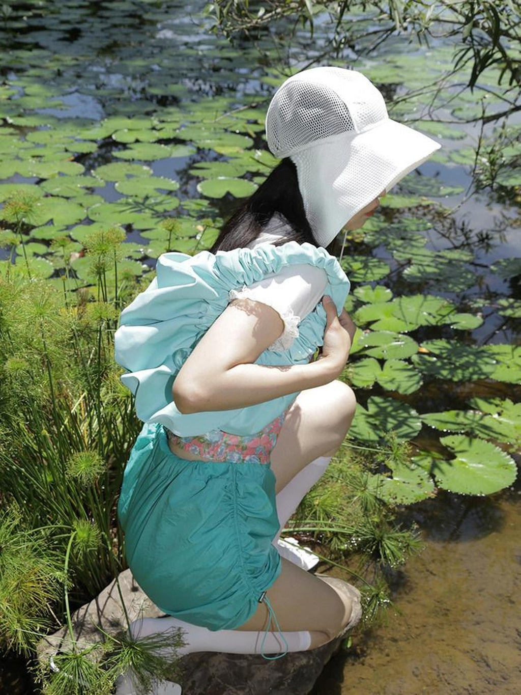 NextPassport MOF White Ventilated Mesh Uv Protection Outdoor Women's Sun Hats