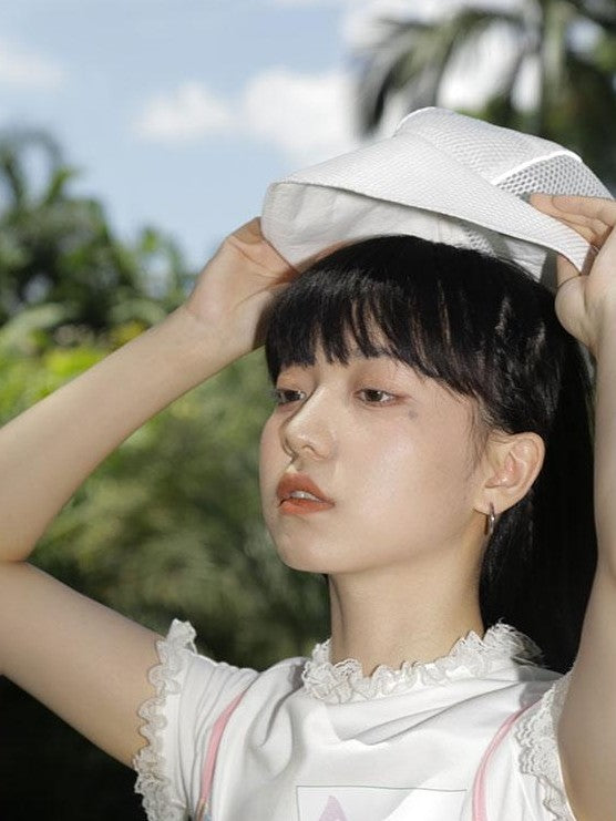 NextPassport MOF White Ventilated Mesh Uv Protection Outdoor Women's Sun Hats