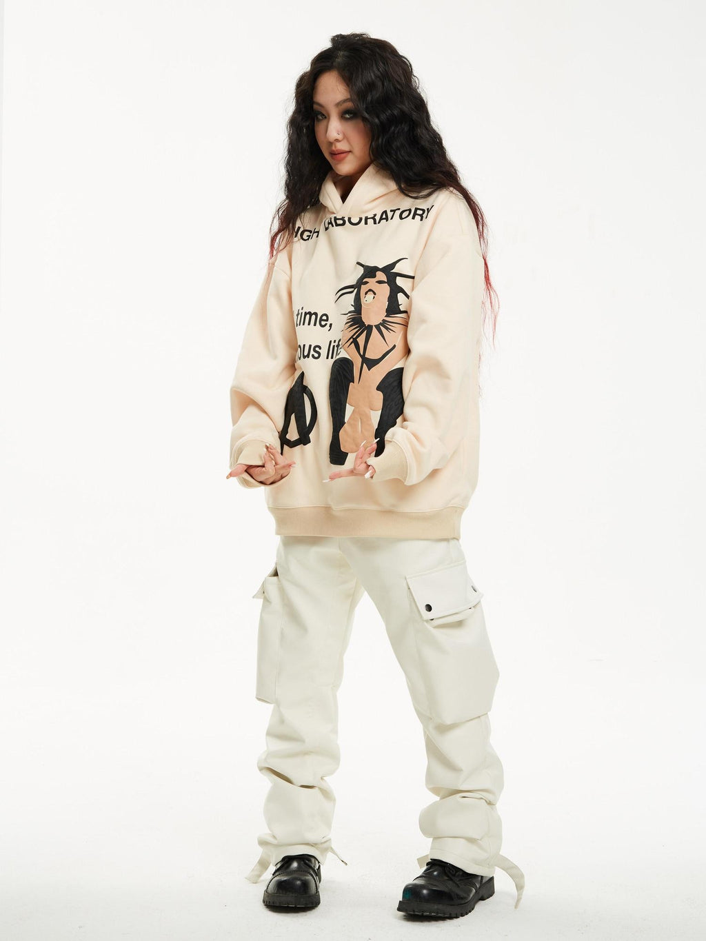 Night Lab 100% Cotton Warm Loose Fit Printed Pullover Unisex Cartoon Graphic Hoodies