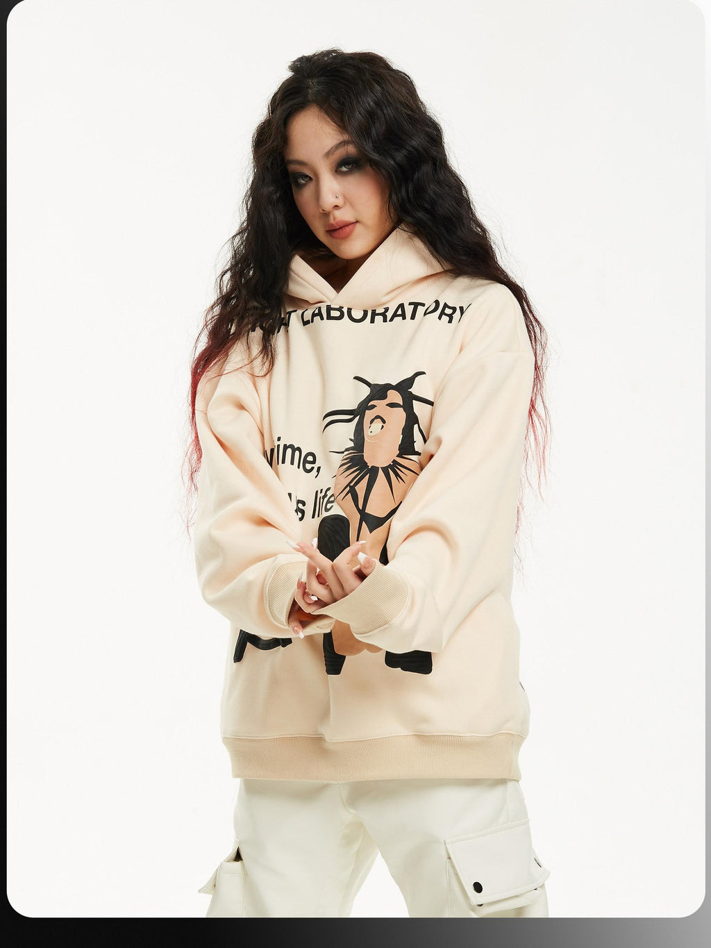 Night Lab 100% Cotton Warm Loose Fit Printed Pullover Unisex Cartoon Graphic Hoodies